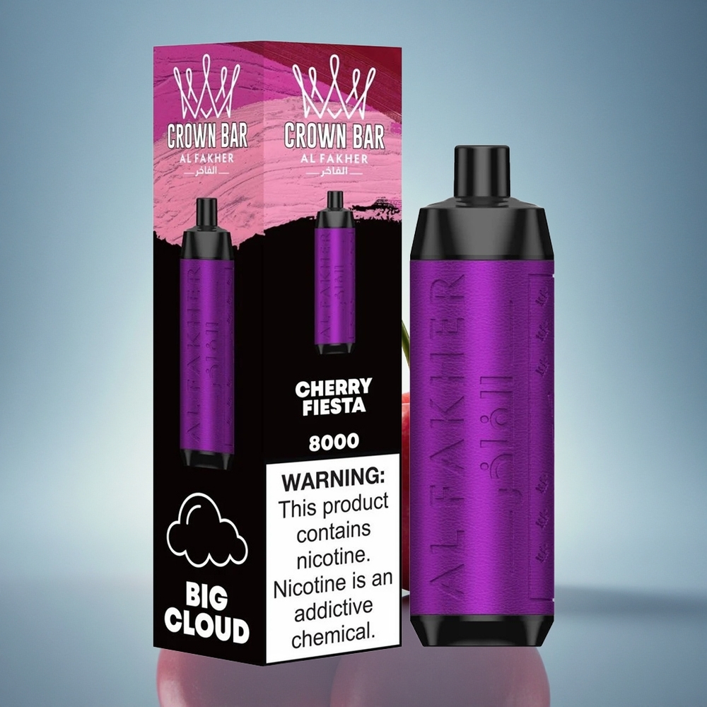 Al Fakher Crown Bar 8000 Crystal Fête de Cerise 600mAh 5mg Nicotine