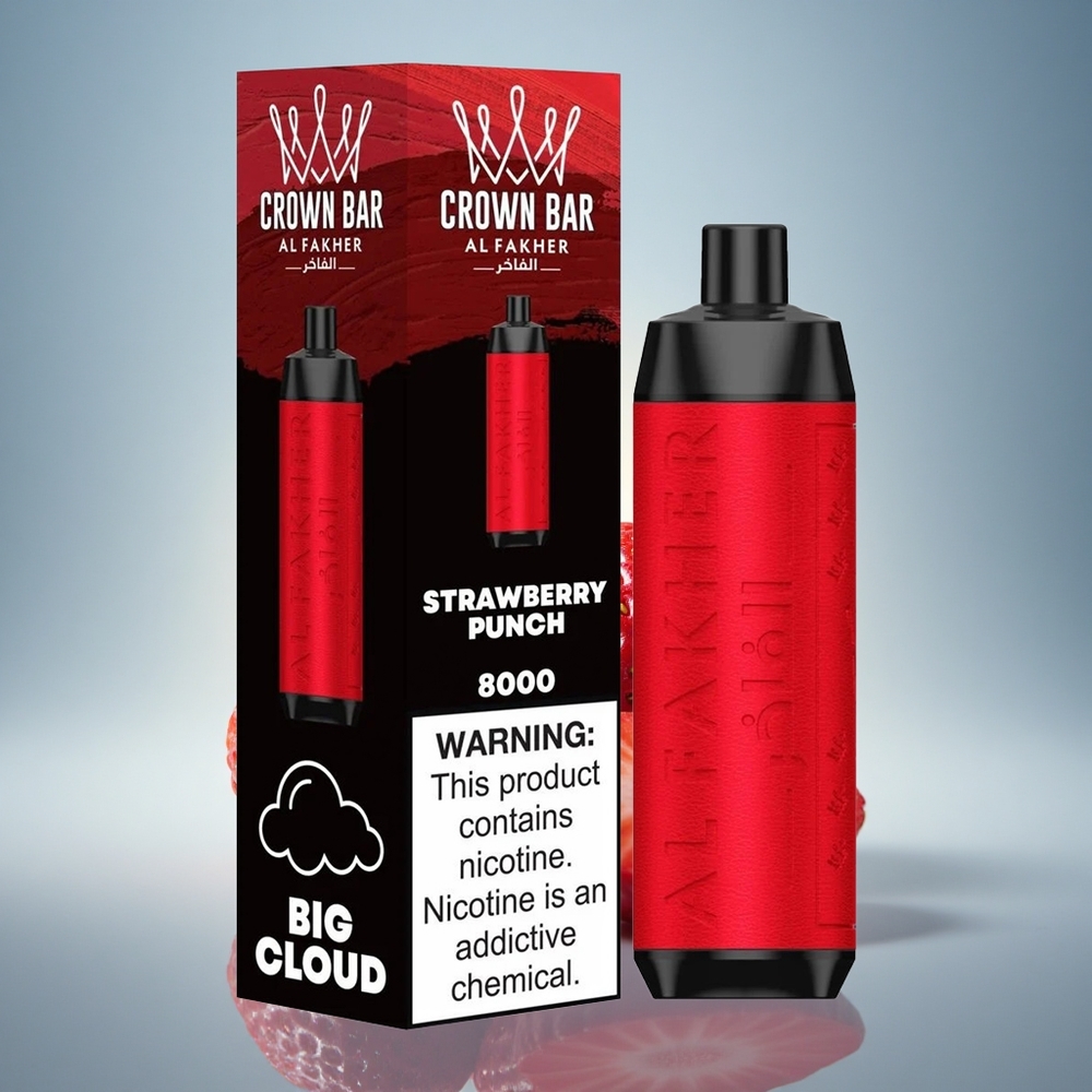 Al Fakher Crown Bar 8000 Crystal Frappe à la Fraise 600mAh 5mg Nicotine