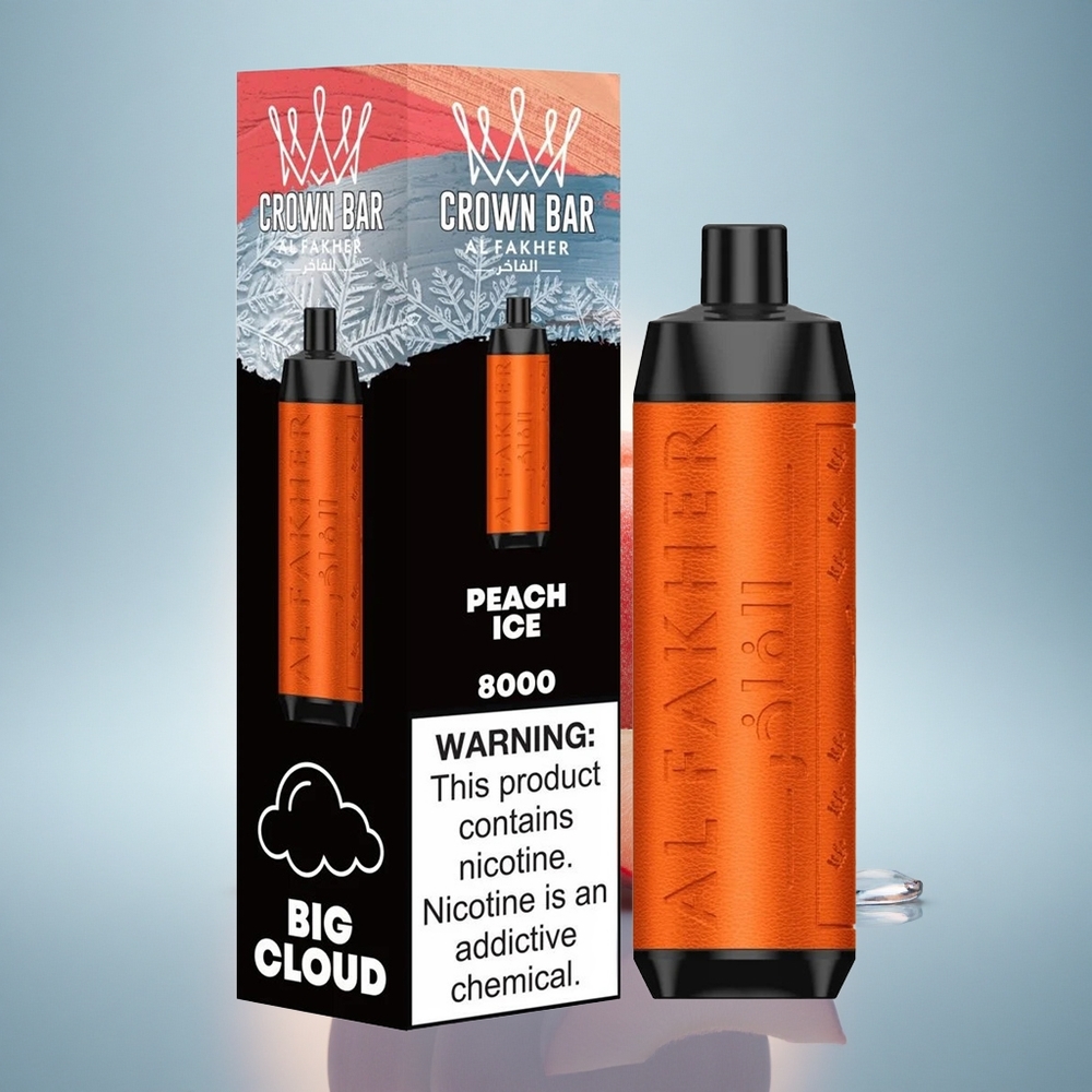 Al Fakher Crown Bar 8000 Crystal Glace Pêche 600mAh 5mg Nicotine