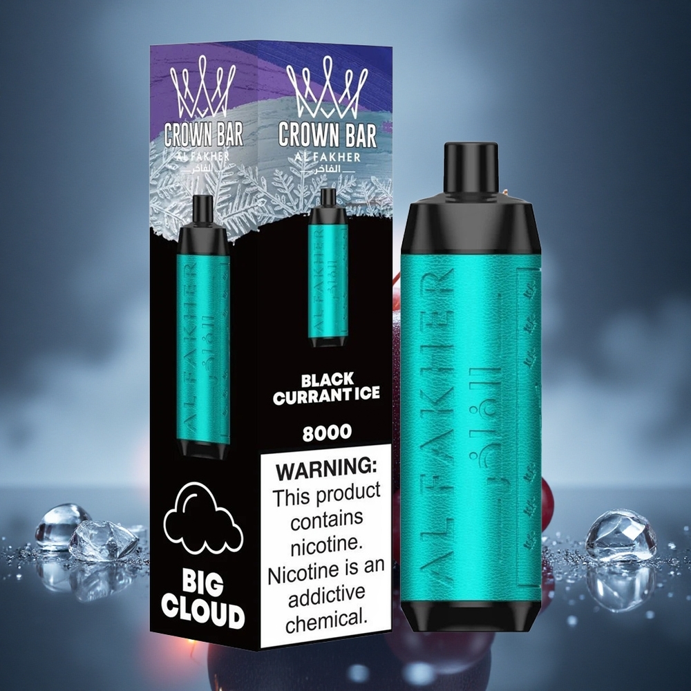 Al Fakher Crown Bar 8000 Crystal Glace de Cassis 600mAh 5mg Nicotine