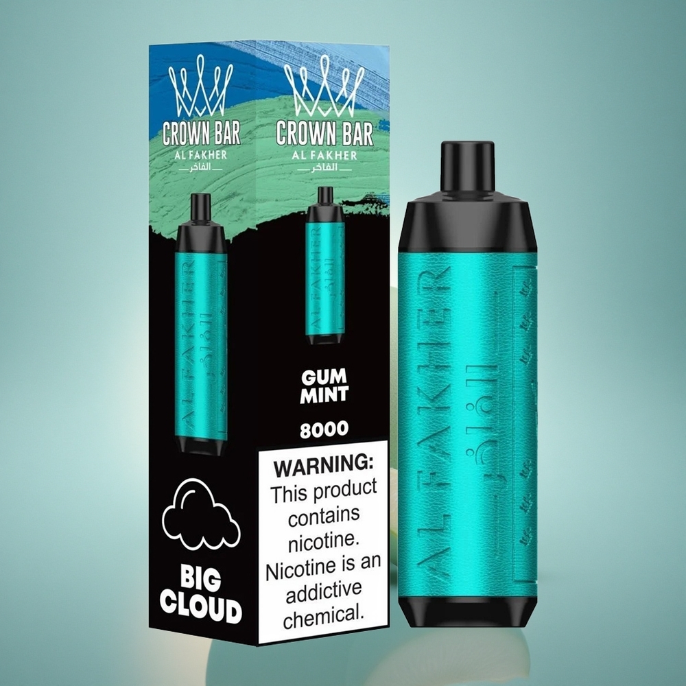 Al Fakher Crown Bar 8000 Crystal Menthe Gommée 600mAh 5mg Nicotine