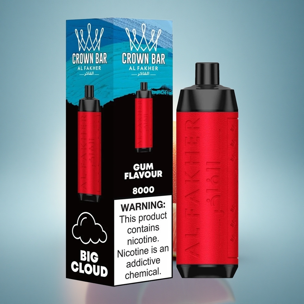 Al Fakher Crown Bar 8000 Crystal Vape Jetable Cristal 18ml 5mg Nicotine Saveur Gomme 600mAh