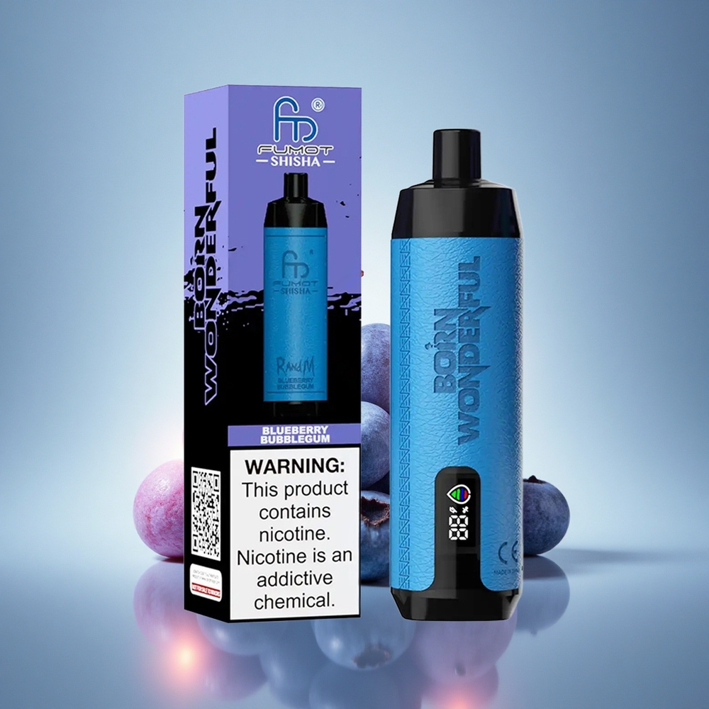 RandM Fumot Shisha 10000 Puffs Bubblegum Myrtille avec 0,5% de Nicotine et Batterie 850 mAh