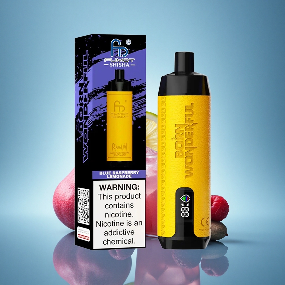 RandM Fumot Shisha 10000 Puffs Citronnade Framboise Bleue avec 0,5% Nicotine et Batterie 850 mAh