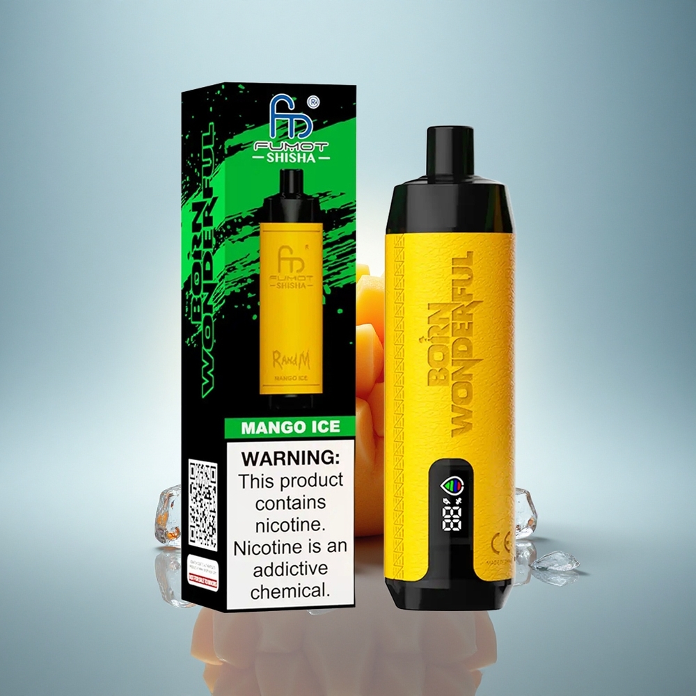 RandM Fumot Shisha 10000 Puffs Glace à la Mangue avec Batterie 850 mAh et Contenu en Nicotine 0.5%