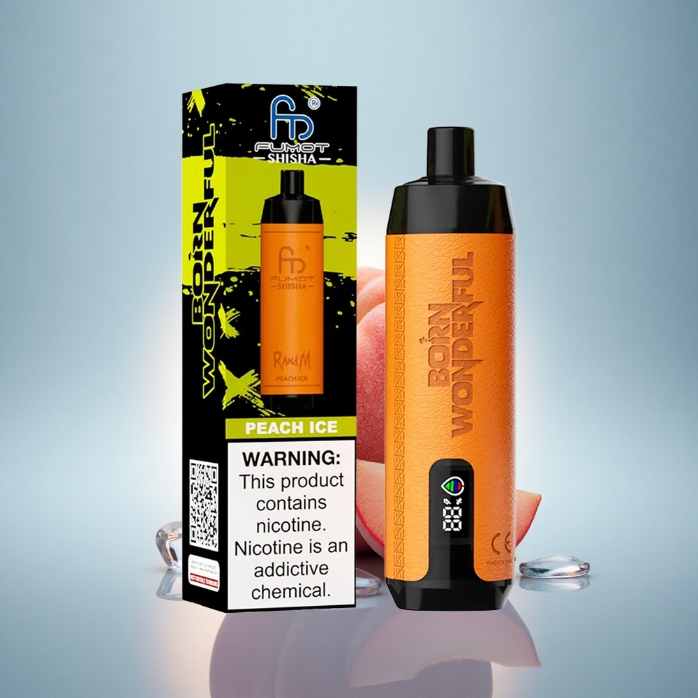 RandM Fumot Shisha 10000 Puffs Glace à la Pêche LED 850 mAh