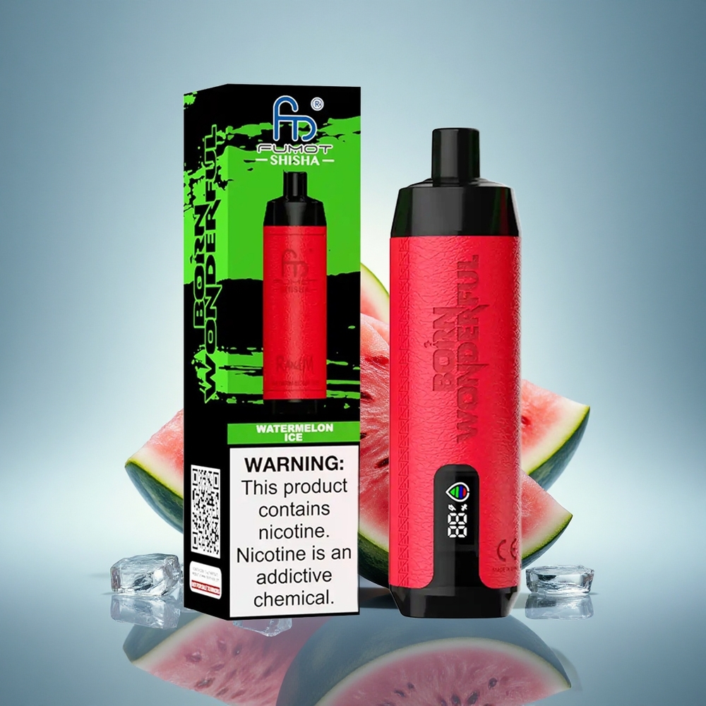 RandM Fumot Shisha 10000 Puffs Glace à la Pastèque avec 0,5% Nicotine et Batterie 850 mAh