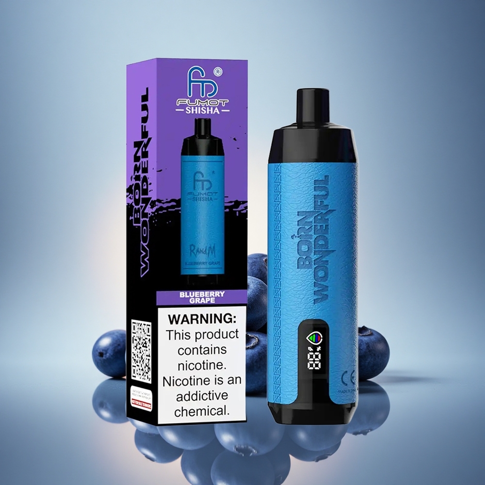 RandM Fumot Shisha 10000 Puffs Myrtille Raisin avec 18ml et 0,5% nicotine