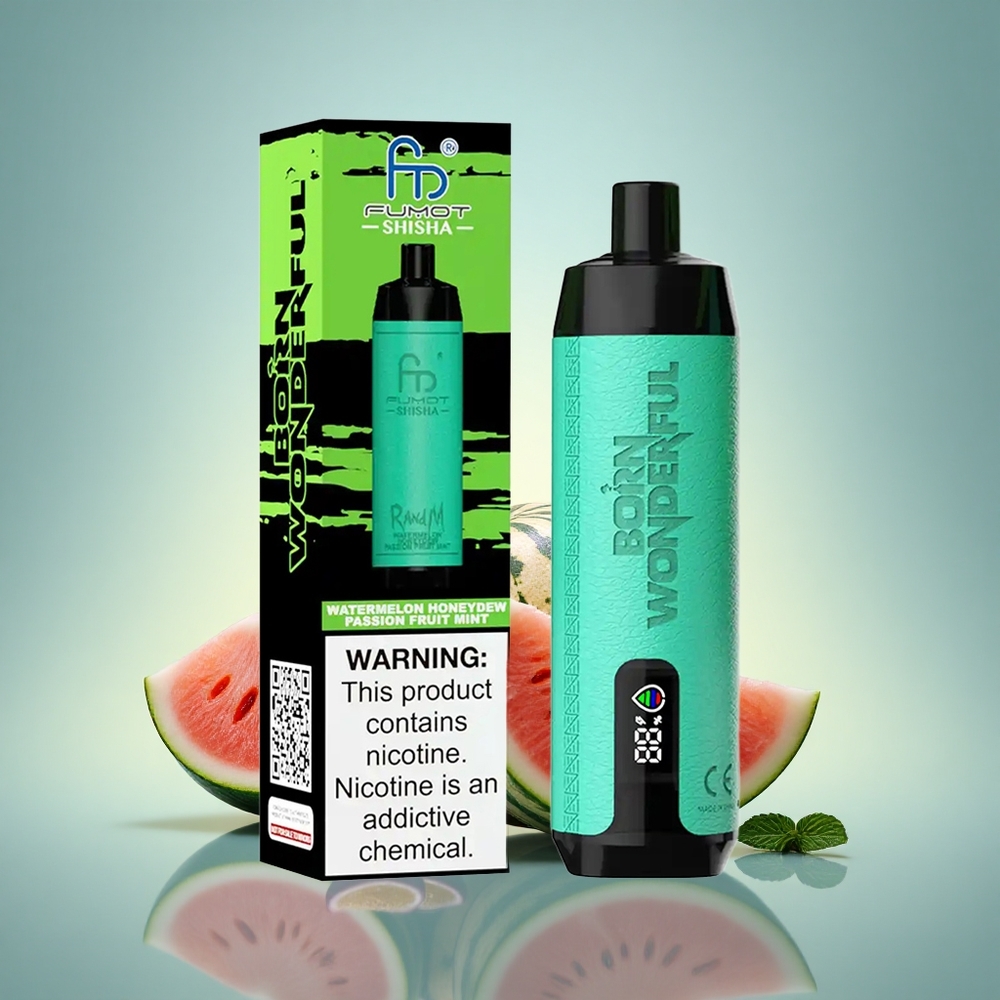 RandM Fumot Shisha 10000 Puffs Pastèque Melon Passion Menthe avec 0,5% nicotine et batterie 850 mAh