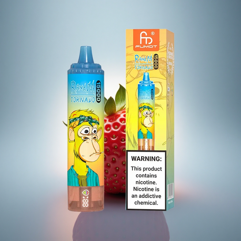 RandM Fumot Tornado 15000 Puffs Fraise LCD 25ml 5% Nicotine