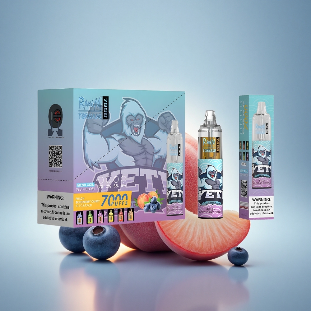RandM Fumot Tornado 7000 Puffs Bonbon Pêche Myrtille avec 14 ML et 850 mAh