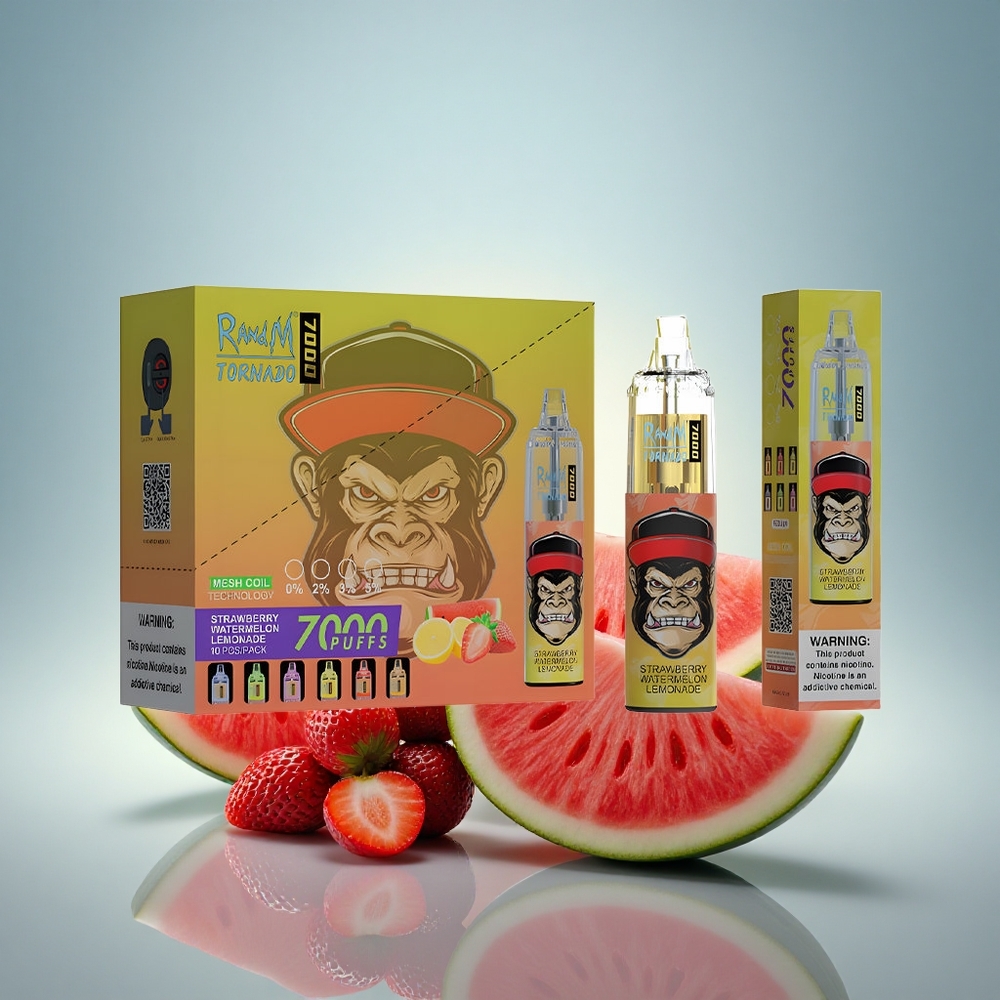 RandM Fumot Tornado 7000 Puffs Citronade Fraise Pastèque avec 14 ML et 5% Nicotine