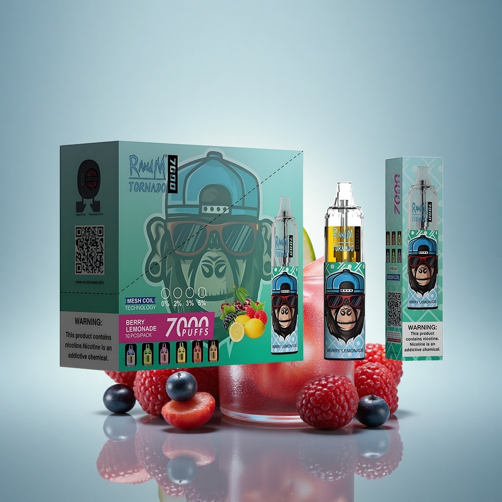 RandM Fumot Tornado 7000 Puffs Citronné aux Baies avec 850 mAh et Nicotine Réglable