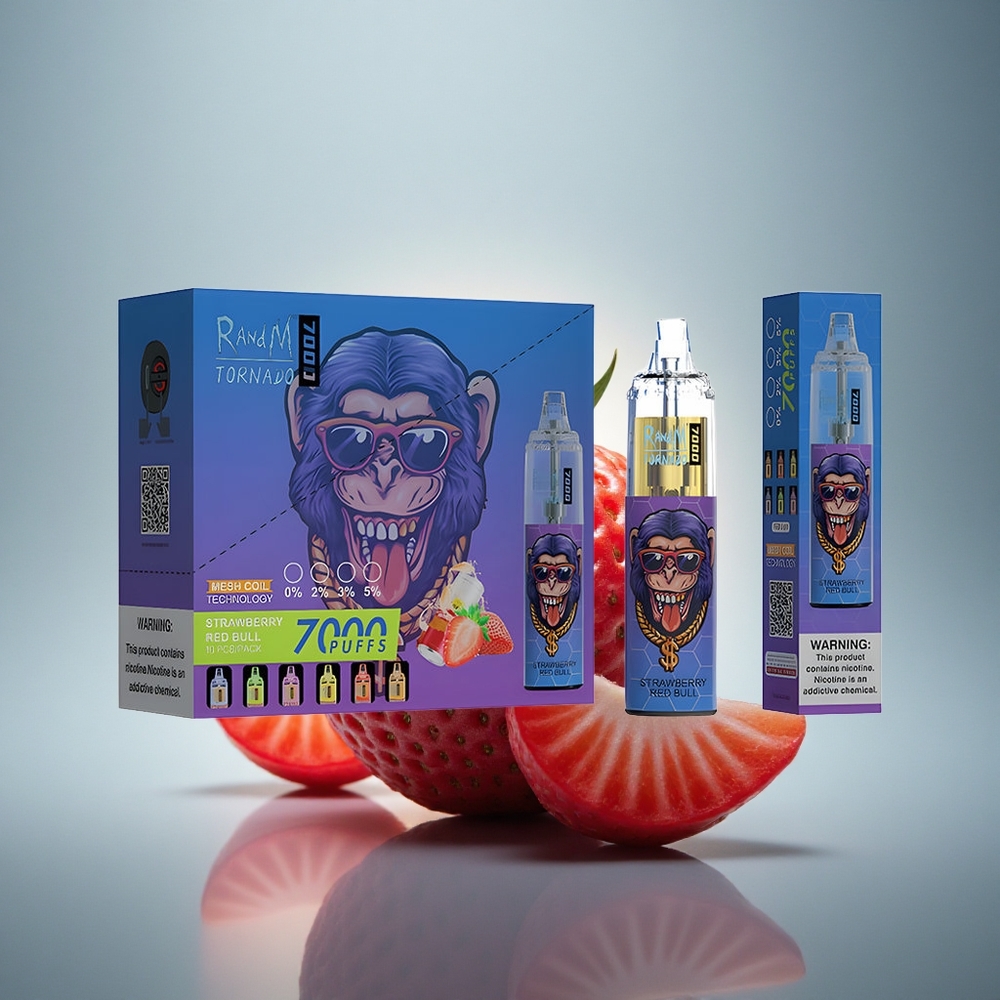 RandM Fumot Tornado 7000 Puffs Fraise Red Bull Type-C 850mAh Mesh
