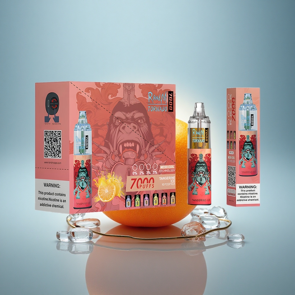 RandM Fumot Tornado 7000 Puffs Glace à la Mandarine avec 14 ML et 5% de Nicotine