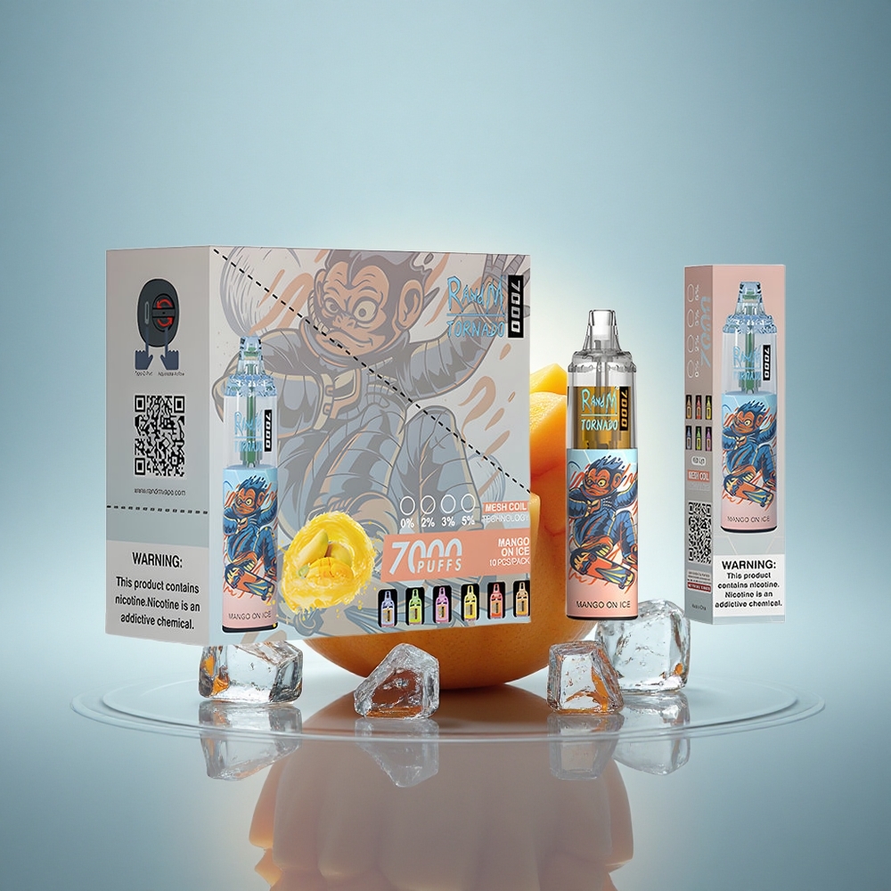 RandM Fumot Tornado 7000 Puffs Mangue sur Glace avec 14 ML et 5% Nicotine