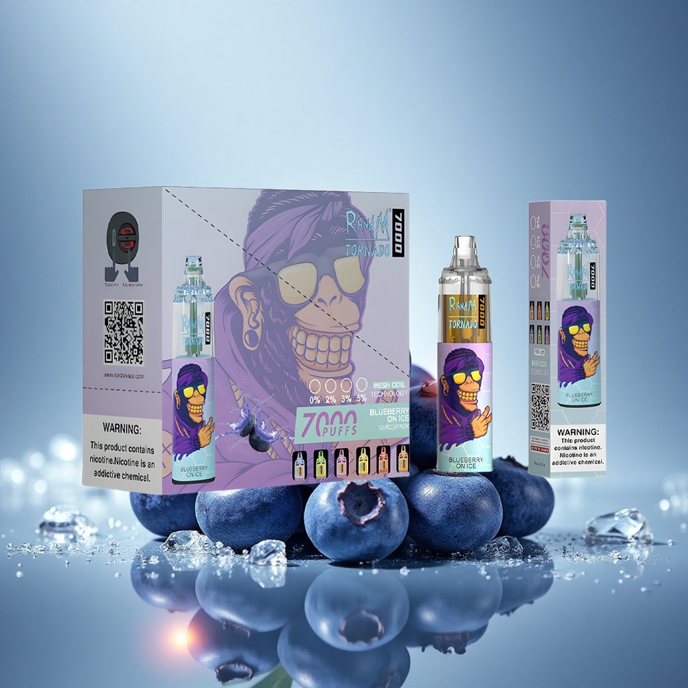 RandM Fumot Tornado 7000 Puffs Myrtille Sur Glace avec 14 ML et 850 mAh