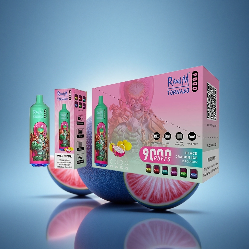 RandM Fumot Tornado 9000 Puffs Bleu Framboise Kush avec 850 mAh et 18 mL