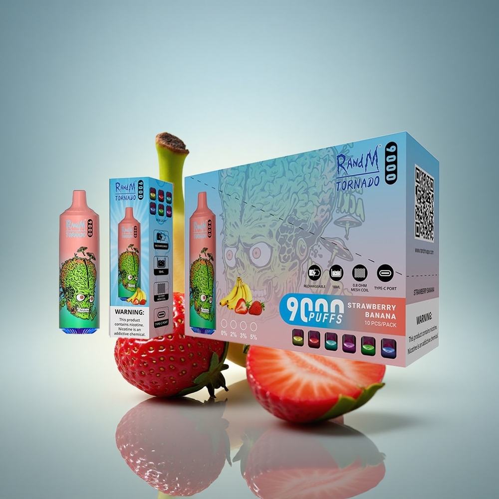 RandM Fumot Tornado 9000 Puffs Fraise Banane 850 mAh 18 mL