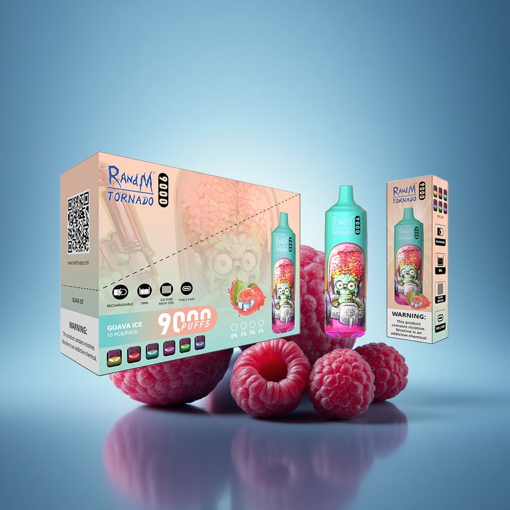 RandM Fumot Tornado 9000 Puffs Framboise Acidulée Bleue 850 mAh 18 mL