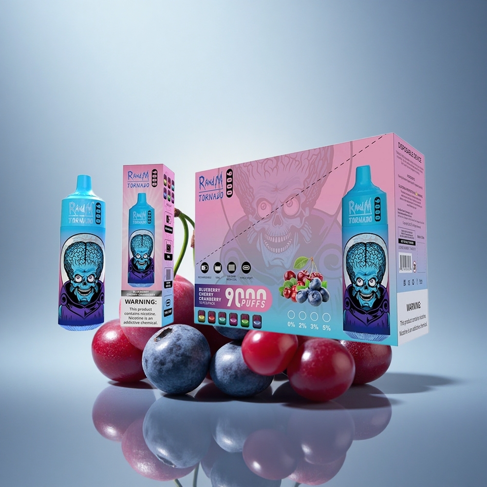 RandM Fumot Tornado 9000 Puffs Myrtille Cerise Canneberge 850 mAh 18 mL