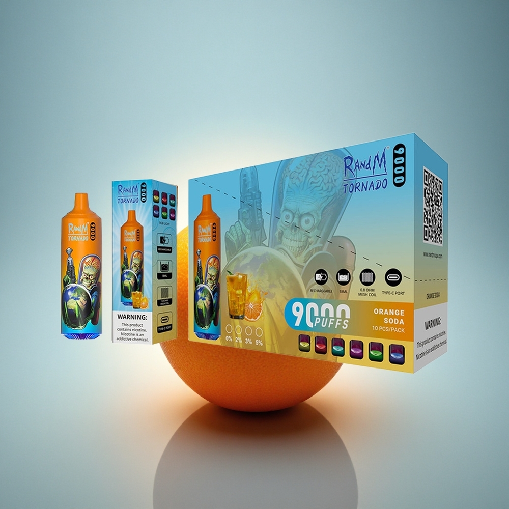 RandM Fumot Tornado 9000 Puffs Soda Orange 18 mL 850 mAh Rechargeable