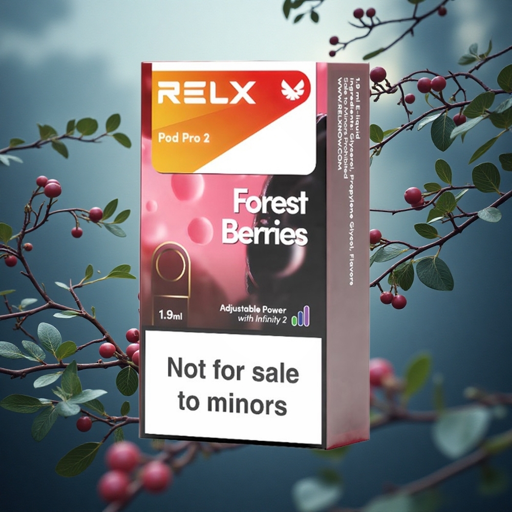 Relx Pod Pro 2 Vape Device Baies des Bois 0mg/ml, 1.9ml, Mode Éco (5.5W) / Mode Doux (6.5W) / Mode Boost (8W), 2 ou 3 pods/paquet