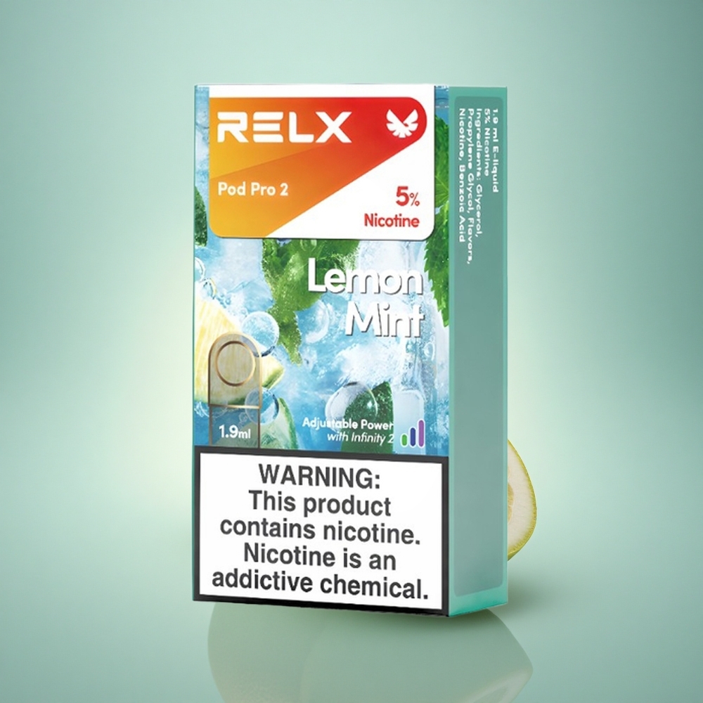 Relx Pod Pro 2 Vape Device Menthe Citron 50mg/ml Nicotine - 1,9ml - 3 Modes (5,5W, 6,5W, 8W) - 2 ou 3 Pods